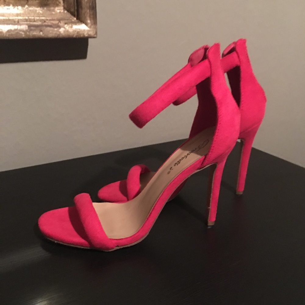 Hot pink stiletto sandals